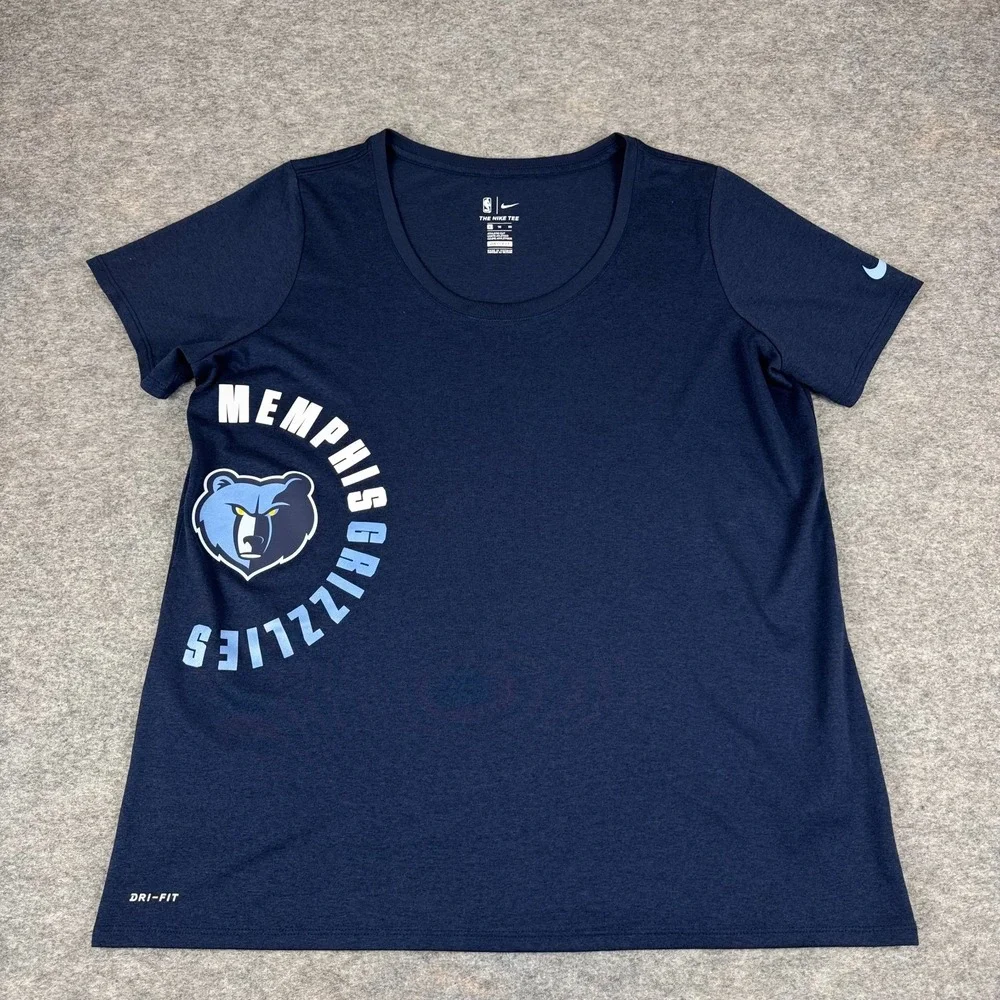 Nike Dri Fit Memphis Grizzlies NBA T-Shirt Tee Athletic Cut Blue Womens XL